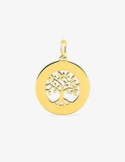 Pendentif jeton or jaune 375 ‰ avec motif "arbre de vie" SO OR