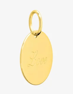 Pendentif jeton plaqué or gravé "Love" SO OR