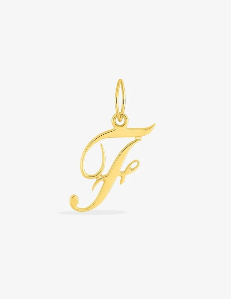 Pendentif lettre F anglaise or jaune 375‰ SO OR