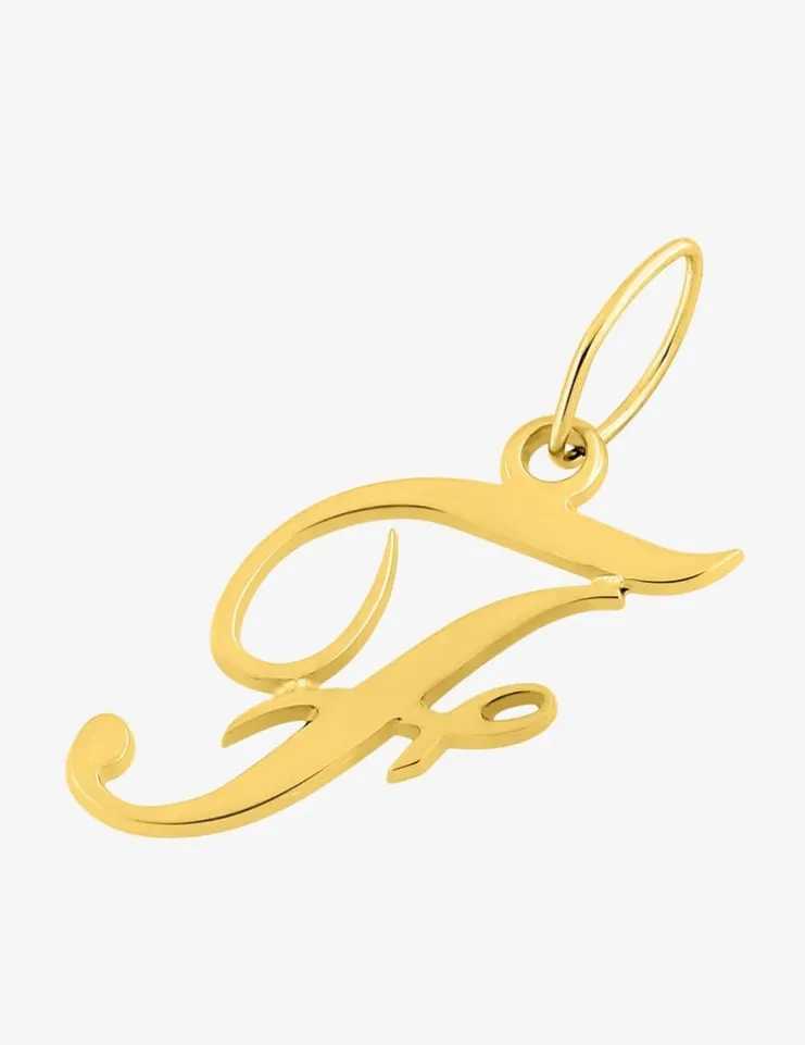 Pendentif lettre F anglaise or jaune 375‰ SO OR