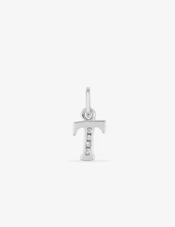 Pendentif lettre T argent 925‰ rhodié et oxydes de zirconium SO OR