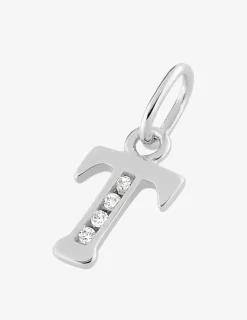 Pendentif lettre T argent 925‰ rhodié et oxydes de zirconium SO OR