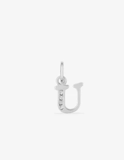 Pendentif lettre U argent 925‰ rhodié et oxydes de zirconium SO OR