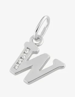 Pendentif lettre W argent 925‰ rhodié et oxydes de zirconium SO OR