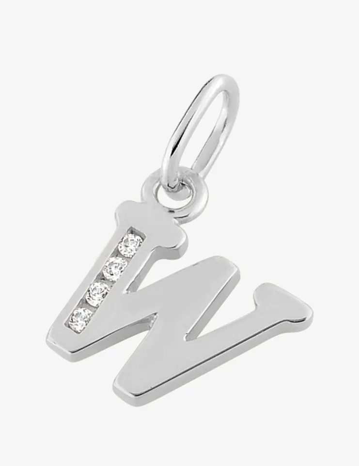 Pendentif lettre W argent 925‰ rhodié et oxydes de zirconium SO OR