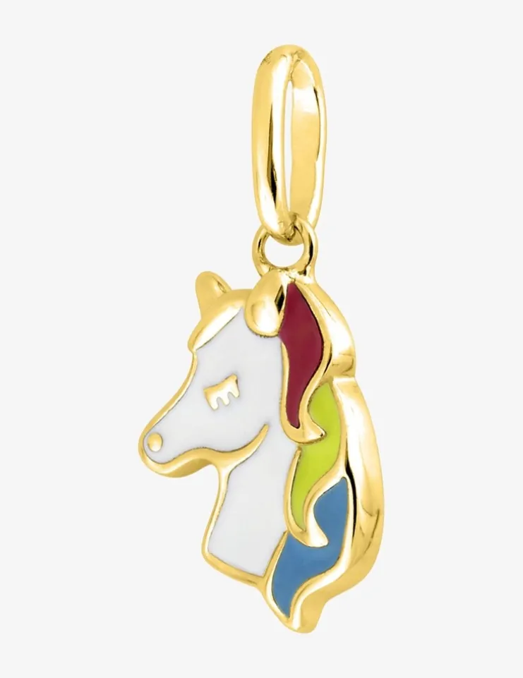 Pendentif licorne plaqué or et laque SO OR