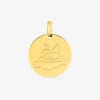 Pendentif médaille ange gravé or jaune 750 ‰ 14 mm SO OR