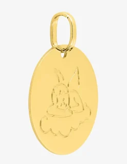 Pendentif médaille ange gravé or jaune 750 ‰ 14 mm SO OR