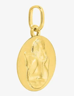 Pendentif médaille ange or jaune 750 ‰ plaque ronde 15 mm SO OR