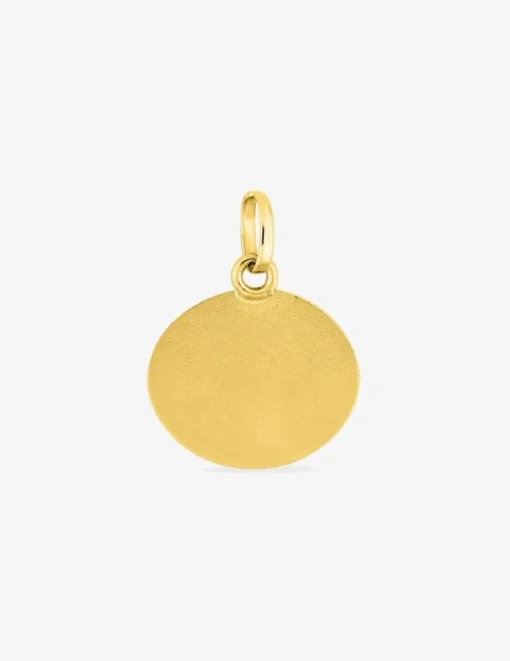 Pendentif médaille ange or jaune 750 ‰ plaque ronde 15 mm SO OR