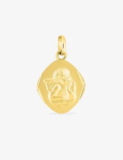 Pendentif médaille ange or jaune 750 ‰ plaque losange SO OR