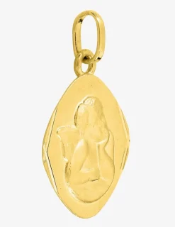 Pendentif médaille ange or jaune 750 ‰ plaque losange SO OR