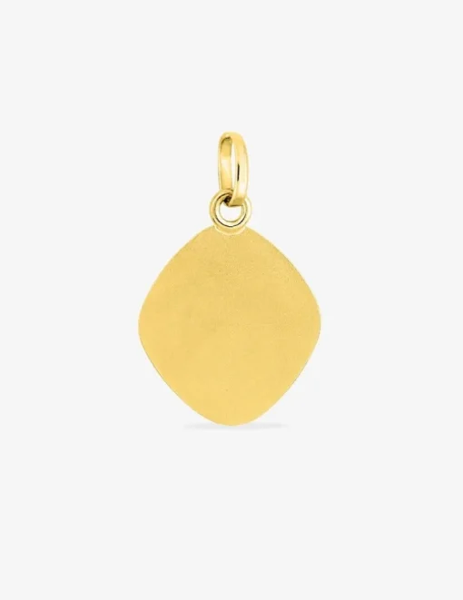 Pendentif médaille ange or jaune 750 ‰ plaque losange SO OR