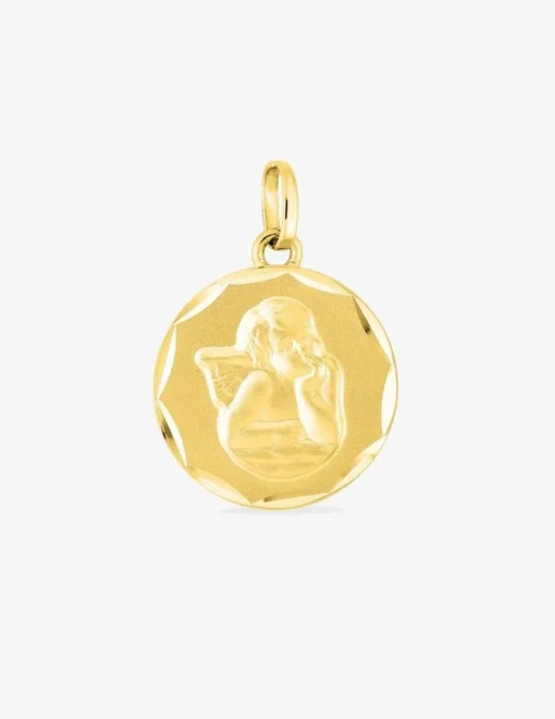 Pendentif médaille ange or jaune 750 ‰ SO OR