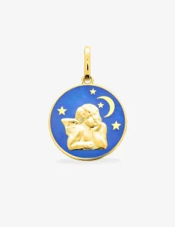 Pendentif médaille ange or jaune 750 ‰ et laque SO OR