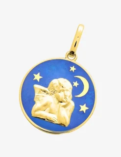 Pendentif médaille ange or jaune 750 ‰ et laque SO OR
