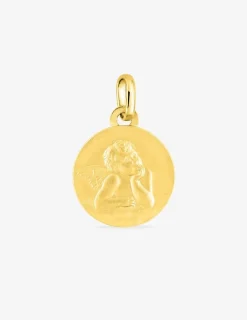 Pendentif médaille ange or jaune 750 ‰ 14 mm SO OR