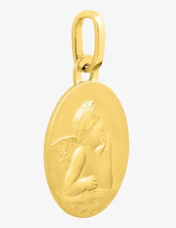 Pendentif médaille ange or jaune 750 ‰ 14 mm SO OR