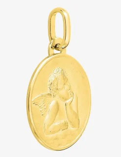 Pendentif médaille ange or jaune 750 ‰ plaque ronde SO OR