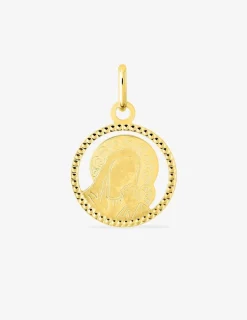 Pendentif médaille or jaune 375 ‰ motif religieux SO OR