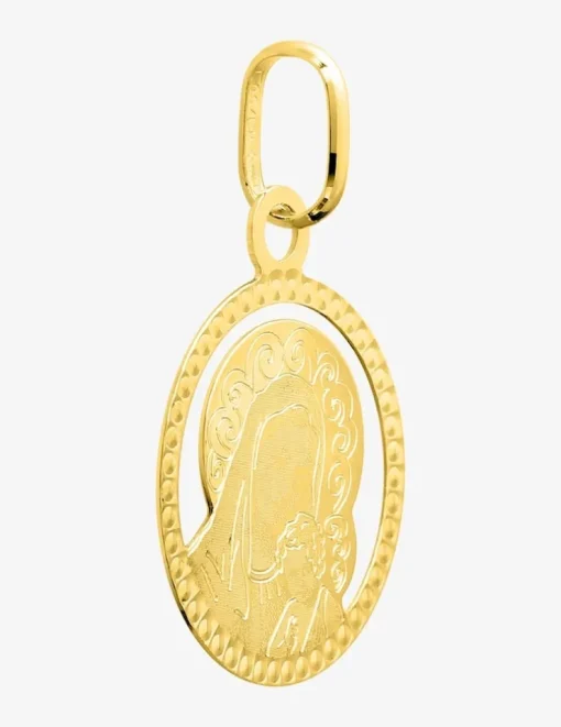 Pendentif médaille or jaune 375 ‰ motif religieux SO OR