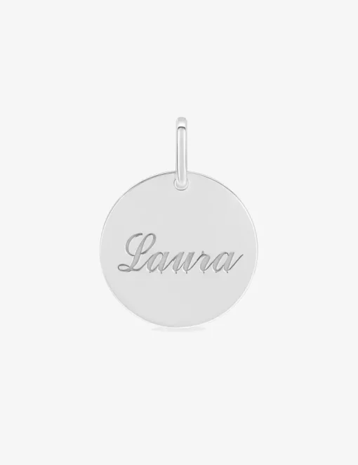 Pendentif médaille ronde en argent 925 ‰ rhodié SO OR
