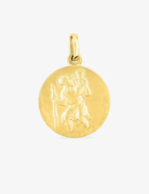 Pendentif médaille saint Christophe or jaune 750 ‰ 17 x 24 mm SO OR