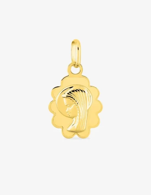 Pendentif médaille vierge or jaune 750 ‰ 8 x 22 mm SO OR