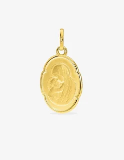 Pendentif médaille vierge à l'enfant or jaune 750 ‰ 10 x 22 mm SO OR