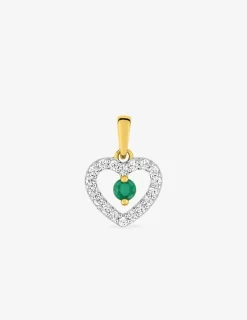 Pendentif émeraude et oxyde de zirconium en or 375‰ SO OR