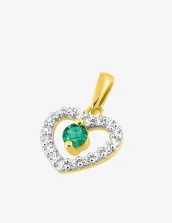 Pendentif émeraude et oxyde de zirconium en or 375‰ SO OR