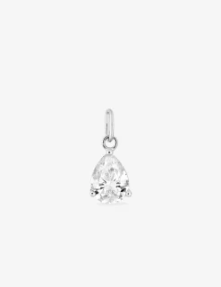 Pendentif or blanc 375 ‰ et oxyde de zirconium poire SO OR