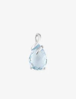 Pendentif or blanc 375 ‰, topaze bleue traitée SO OR