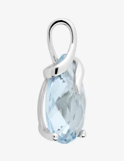 Pendentif or blanc 375 ‰, topaze bleue traitée SO OR