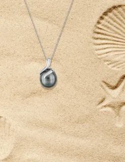 Pendentif or blanc 375‰ et perle 10 mm SO OR