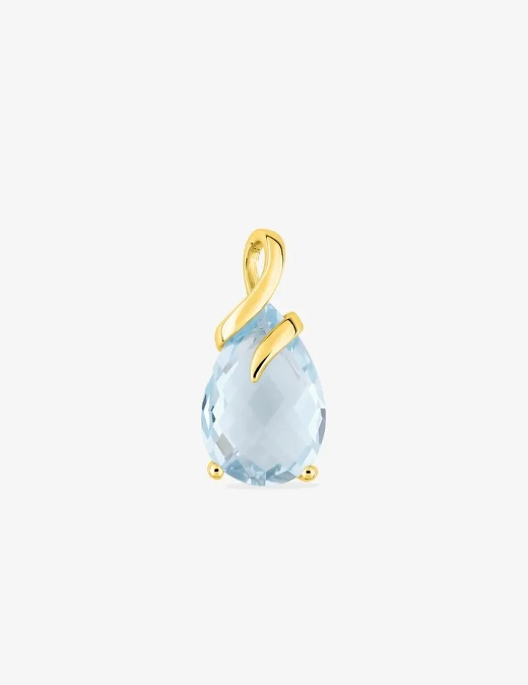 Pendentif or jaune 375 ‰, topaze bleue traitée SO OR