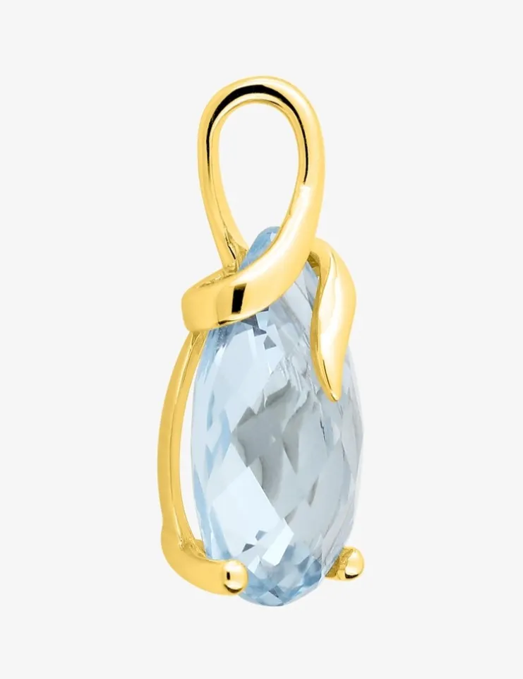 Pendentif or jaune 375 ‰, topaze bleue traitée SO OR