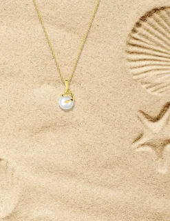Pendentif or jaune 375‰ et perle 6,5 mm SO OR