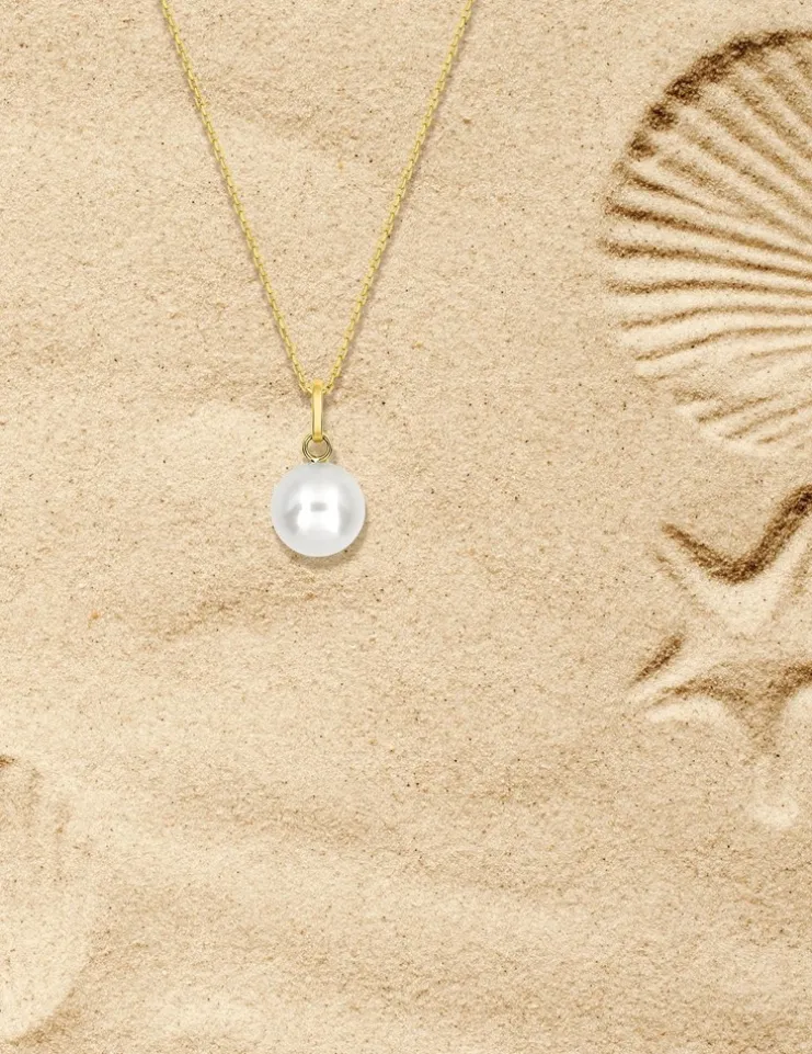 Pendentif or jaune 375‰ et perle 8 mm SO OR