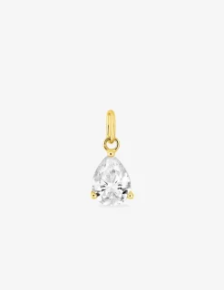 Pendentif oxyde de zirconium poire 7 mm or jaune 750‰ SO OR