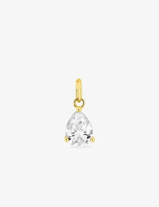 Pendentif oxyde de zirconium poire 7 mm or jaune 750‰ SO OR