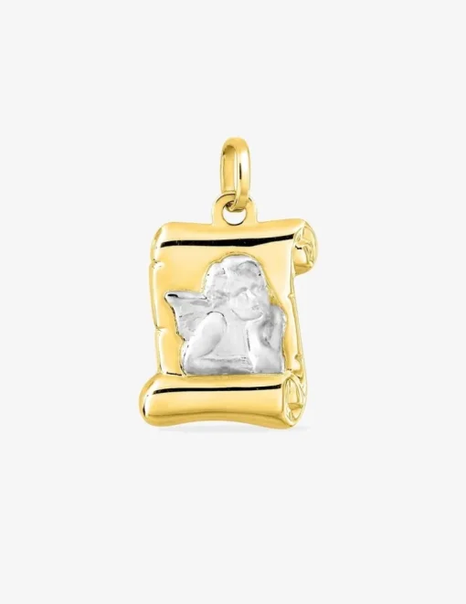 Pendentif parchemin ange bicolore or 750 ‰ SO OR