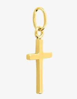 Pendentif plaqué or symbole croix sur anneaux SO OR