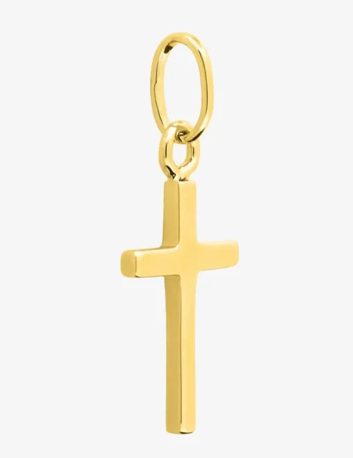 Pendentif plaqué or symbole croix sur anneaux SO OR