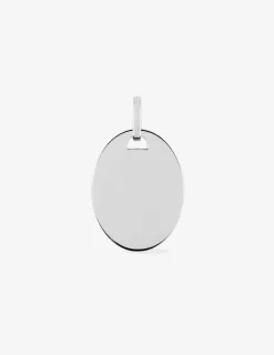 Pendentif plaque ovale or blanc 750 ‰ 11 x 20 mm SO OR