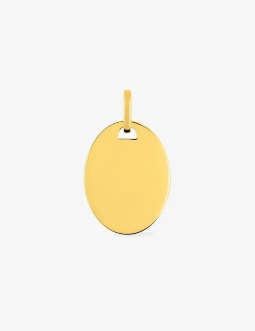 Pendentif plaque ovale or jaune 750 ‰ 16 x 20 mm SO OR