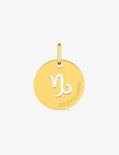 Pendentif rond Capricorne or jaune 750‰ SO OR
