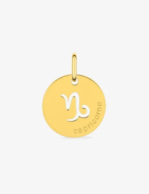 Pendentif rond Capricorne or jaune 750‰ SO OR