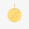Pendentif rond constellation Lion plaqué or SO OR