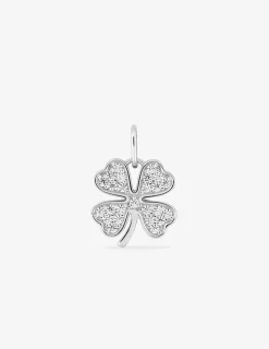 Pendentif trèfle en argent 925 ‰ rhodié, oxydes de zirconium SO OR